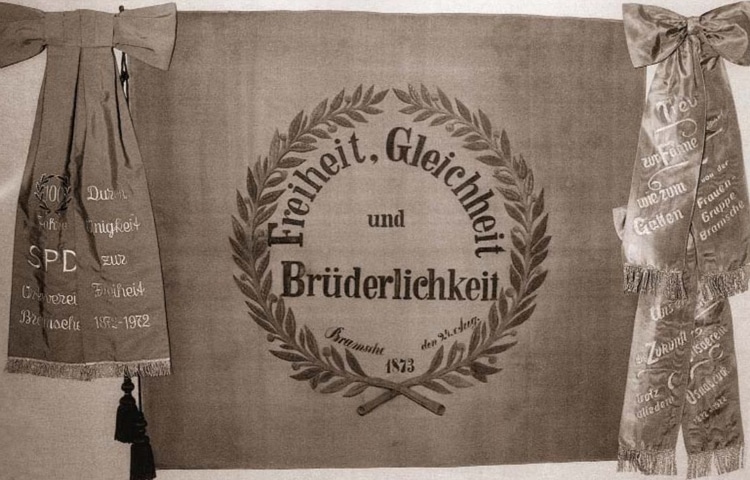Parteifahne der SPD Bramsche von 1873 (Foto. SPD Bramsche)