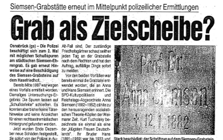 Die Osnabrücker Nachrichten berichten am 24. Januar 1999 über die Einschüsse. Faksimile: Privatarchiv Heiko Schulze