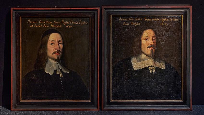 Die Porträts von Johan Axelsson Oxenstierna und Johan Adler Salvius sind als Leihgabe der Stadt Lindau am Bodensee in Osnabrück zu sehen