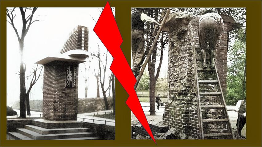 Vom Reichsbanner errichtet, durch NS-Willen zerstört: das Ebert-Erzberger-Rathenau-Denkmal am Herrenteichswall