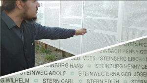 Abb. 3 Auf der Tafel mit den Ermordeten stehen auch die der Familie Stern aus Osnabrück und ihrer Kinder. Foto: OR