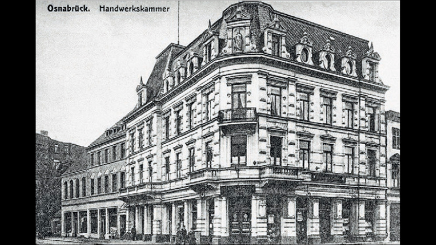 Hier residiert Lemke zwischen 1933 und 1940: Gebäuder der Handwerkskammer in der Ecke Möserstraße/Wittekindstraße. Heute ist dort Sparkassengelände zu finden.
